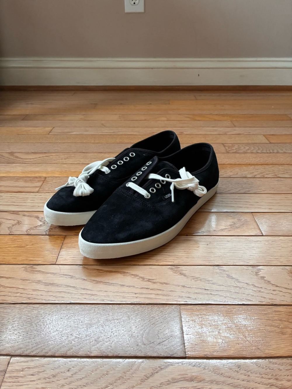 Vans Black Suede Sneakers with White Laces